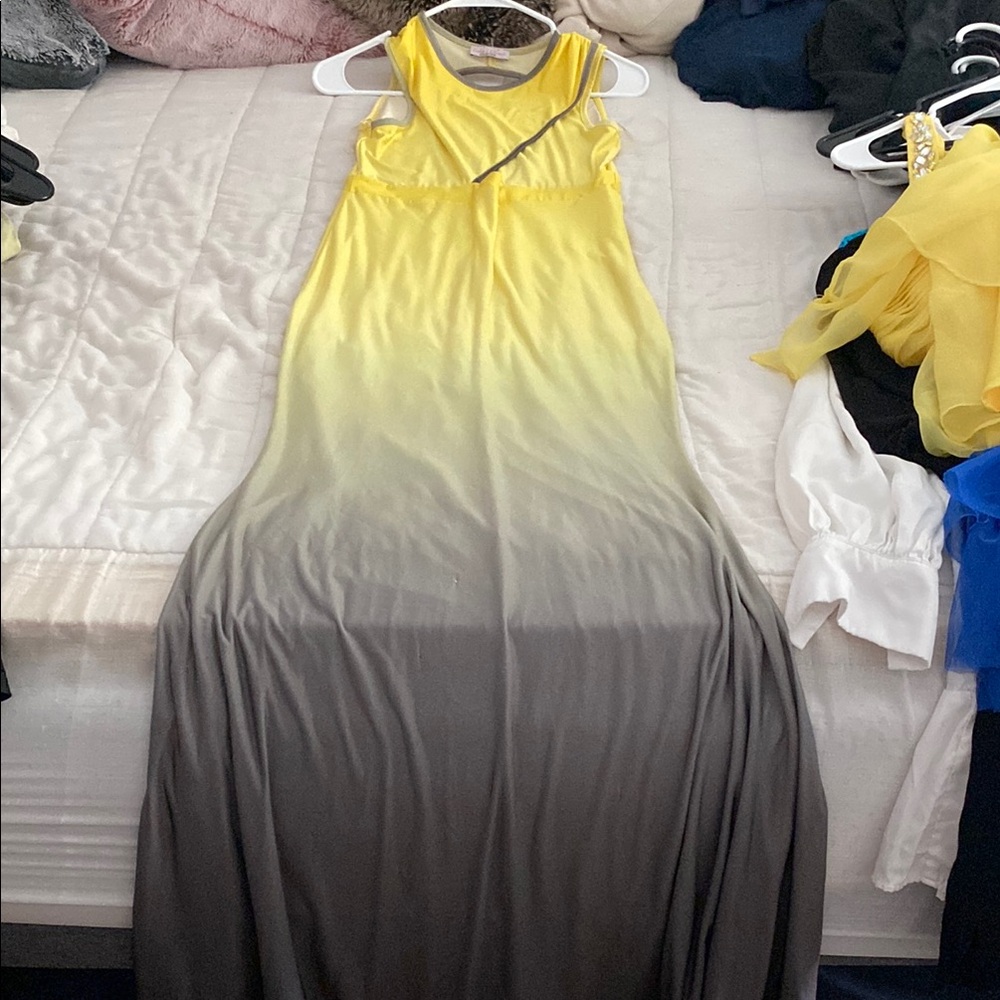 Yellow and Gray Ombre Maxi Dress